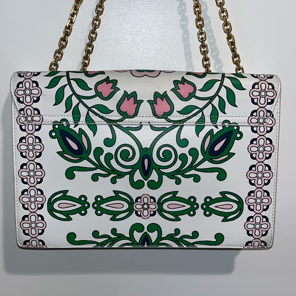 PRICE IS FIRM! Tory Burch Gemini Link Chain Printed Leather Crossbody - Picture 8 of 17